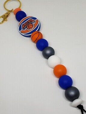 Handmade Silicone Focal Beaded New York Knicks Keychain